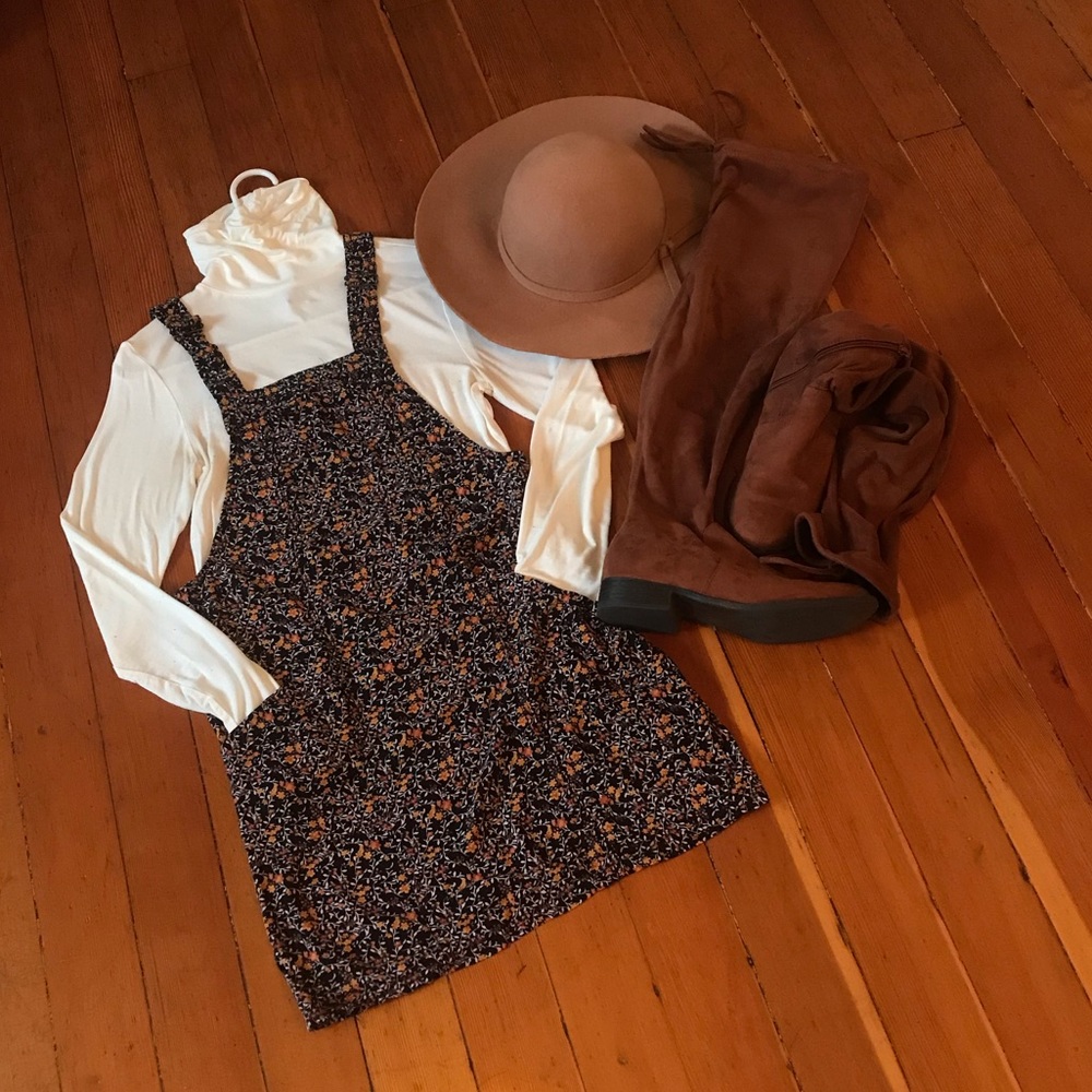 *3/$20!* Overalls Floral Print Black US XS